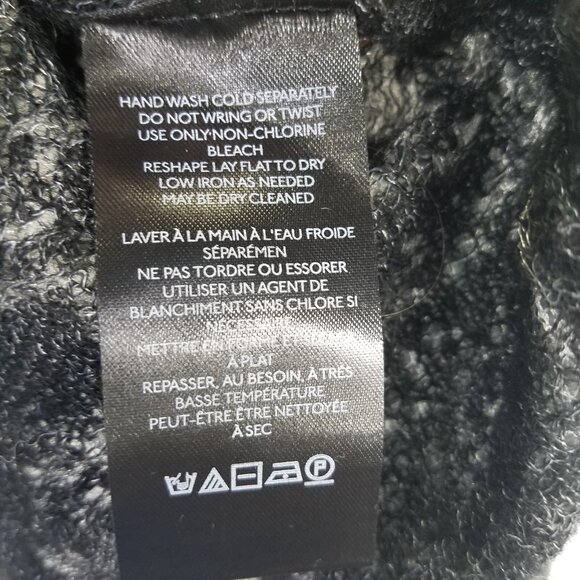 Anthropologie Sweater Lrg Hanna Lace Merino Wool Mock Neck Charcoal Ruffle Sheer - Picture 10 of 15